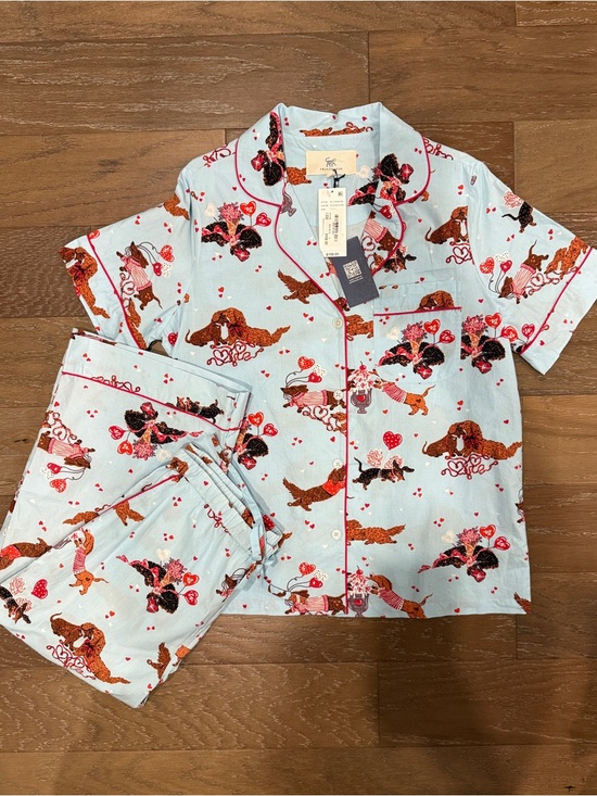 Printfresh Other - Printfresh Blue Short-Sleeve Pajama Set Organic Cotton 3 quarter length pants